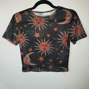 Romwe Sheer Celestial Top | Size S/4